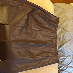 Topshop Dark Brown Leather Mini Skirt